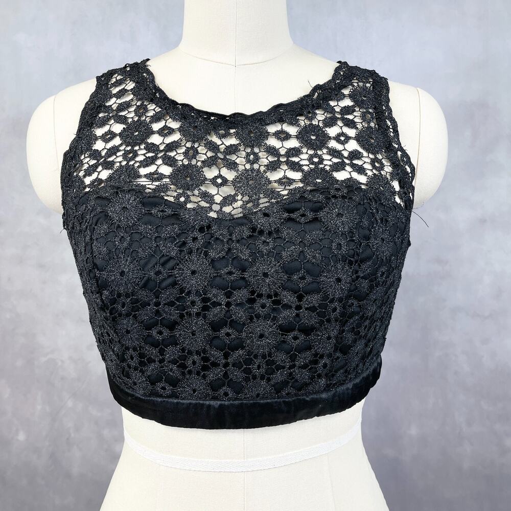 My Michelle Womens Crop Top Size‎ 9 Black Lace Sleeveless Gothic Romantic Party